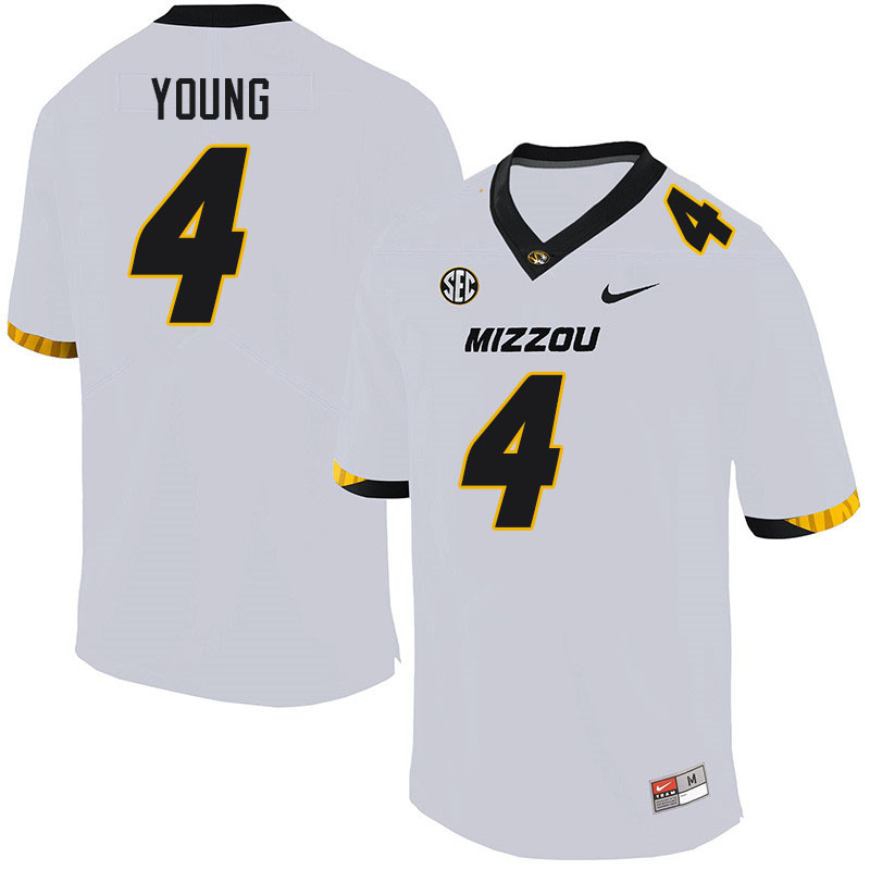 Men #4 Elijah Young Missouri Tigers College Football Jerseys Sale-White - Click Image to Close